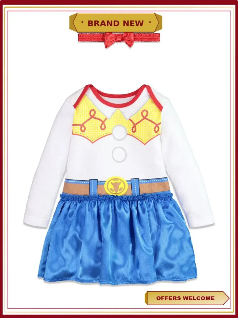 Disney Toy Story Jessie Cosplay Long Sleeve Dress & Headband Girls